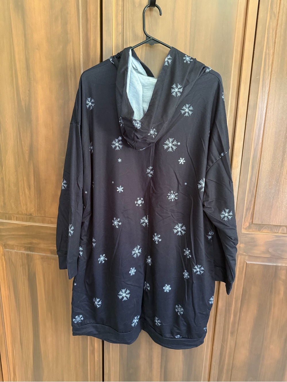 Merry Christmas Reindeer Graphic Hoodie dress - Black - Picture 3 of 6